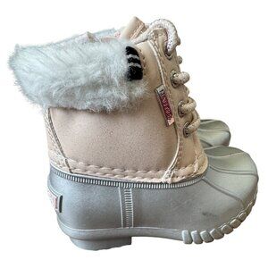 Nautica Toddler Girls Size 5 Pink and Silver Sparkly Waterproof Duck Boots NWOT